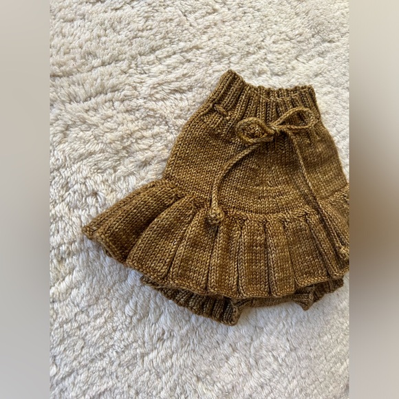 Misha & Puff Bronze Brown Spun Gold Rose Wool Skating Pond Skirt Skort 12-18m - Picture 11 of 12